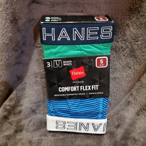 Hanes Men Boxer 3 Briefs SMALL Comfort Flex-Fit Soft Cotton Stretch - Picture 1 of 7
